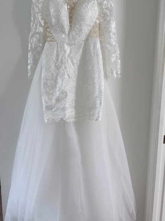 Missacc Dresses & Skirts - Ivory Lace Illusion Long-Sleeve Bridal Gown